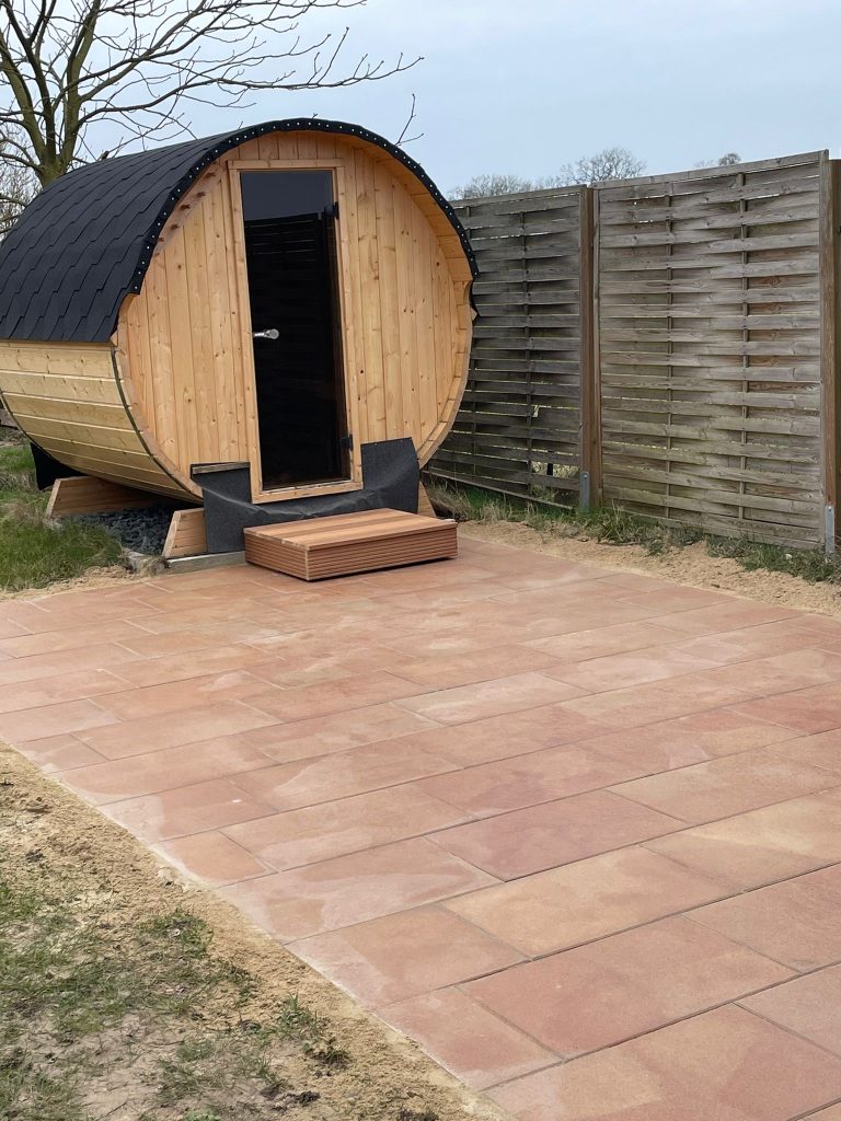 Sauna mit Terrasse Aufbau